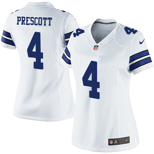 Women's Elite Dak Prescott Nike Jersey White Road - #4 NFL Dallas Cowboys